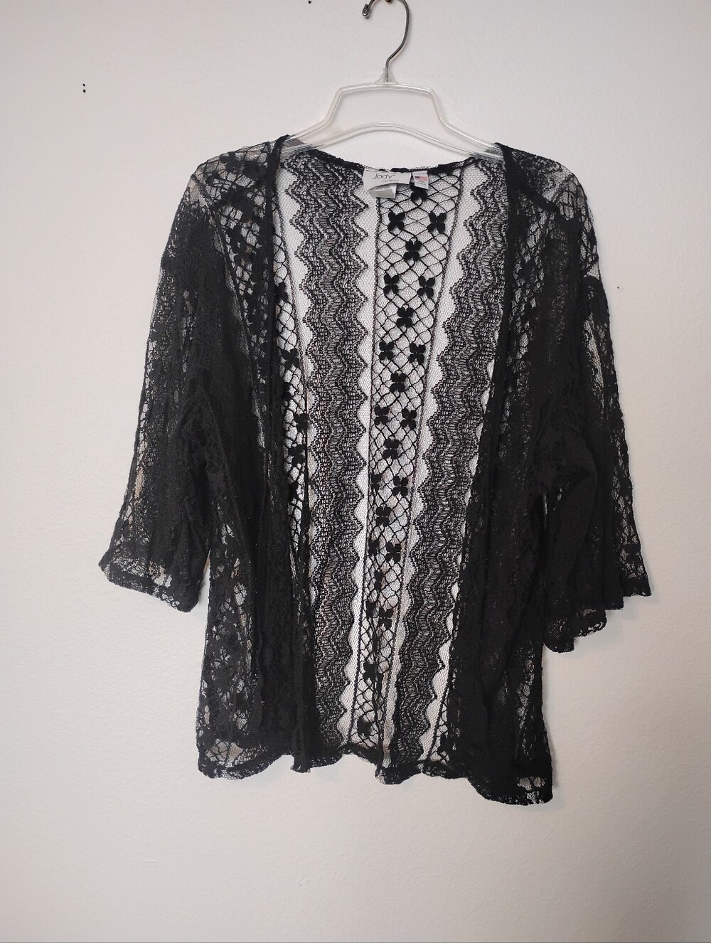 Vintage Jody California Crochet Patterned Cover Up Cardigan